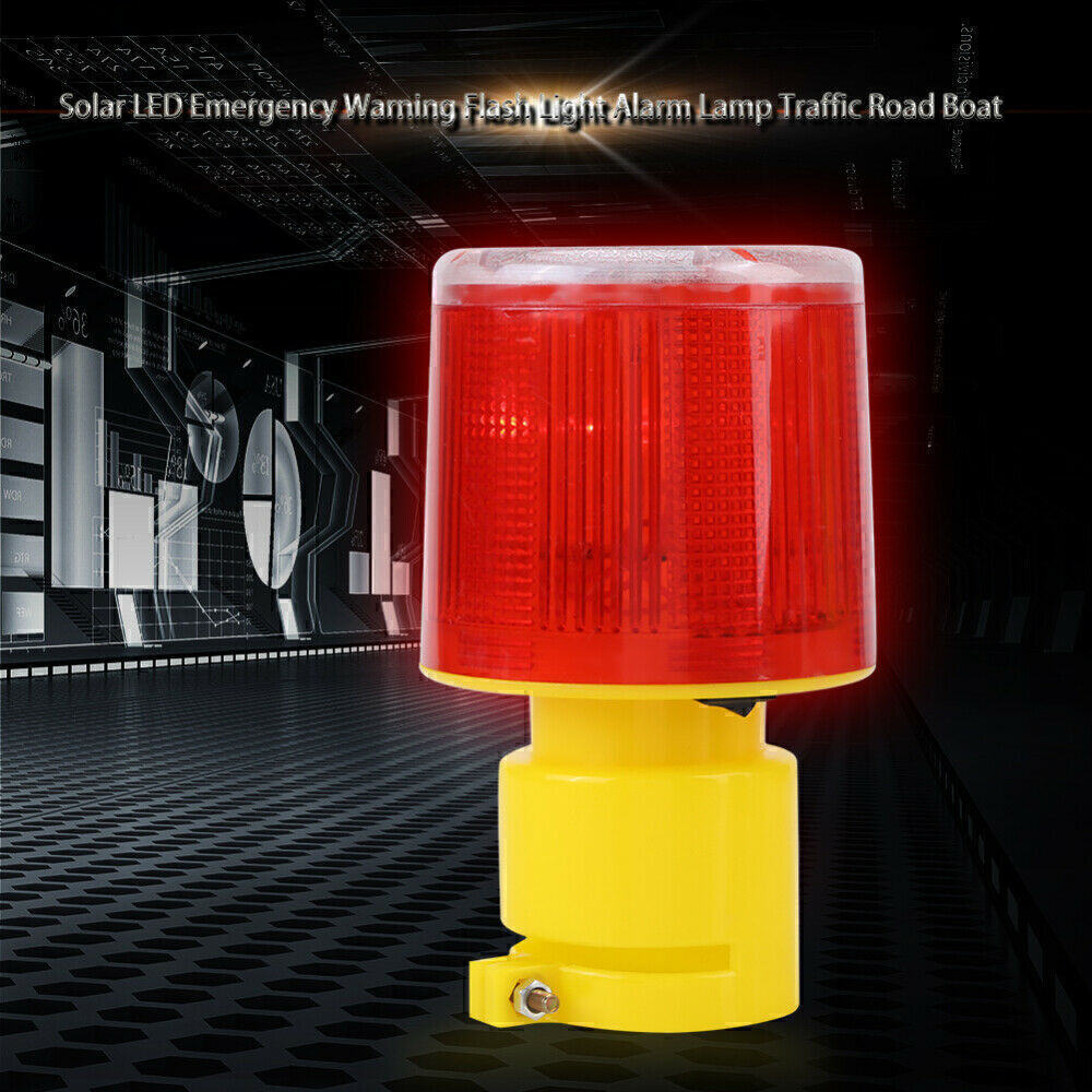 Solar Powered LED Warning Hazard Emergency Beacon Flash Strobe Signal Light