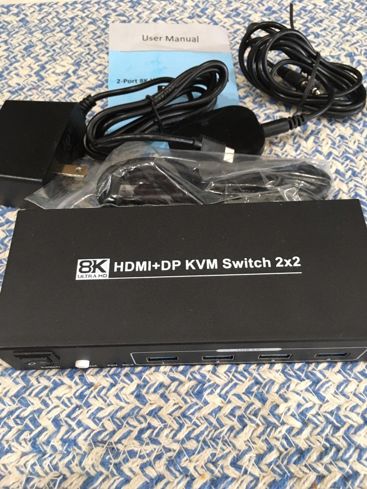 2-Port 8K HDMI + DP KVM Switch 2x2
