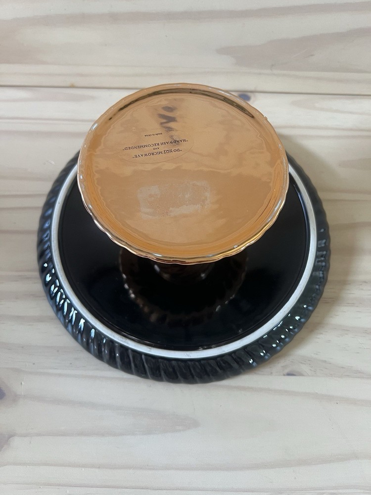 Black And Copper Cake Stand Plate 9in