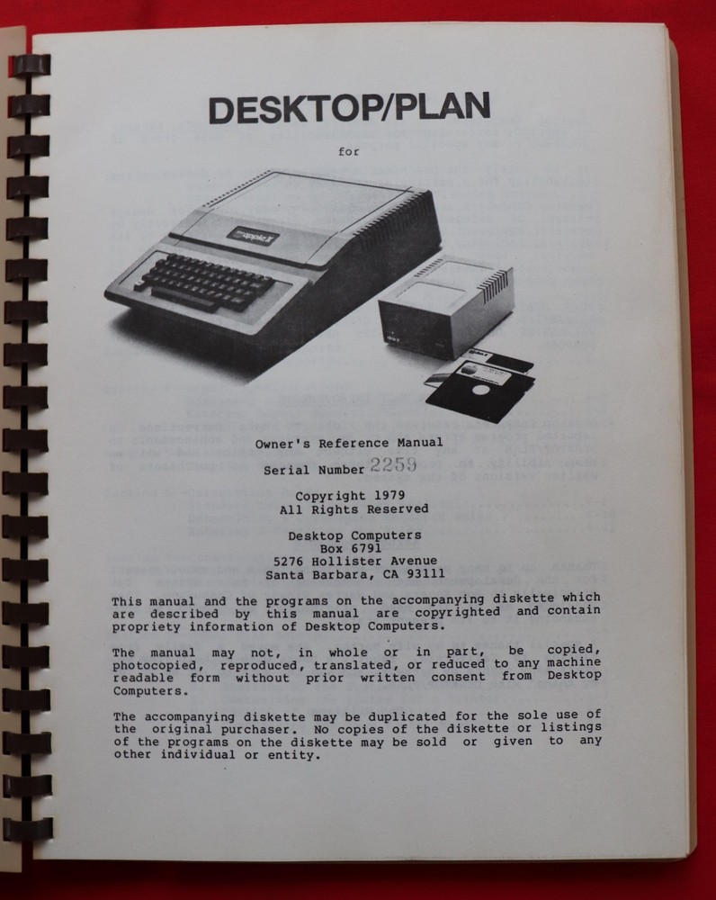 VINTAGE “DESKTOP PLAN” SOFTWARE FOR THE APPLE II COMPUTER, 1979