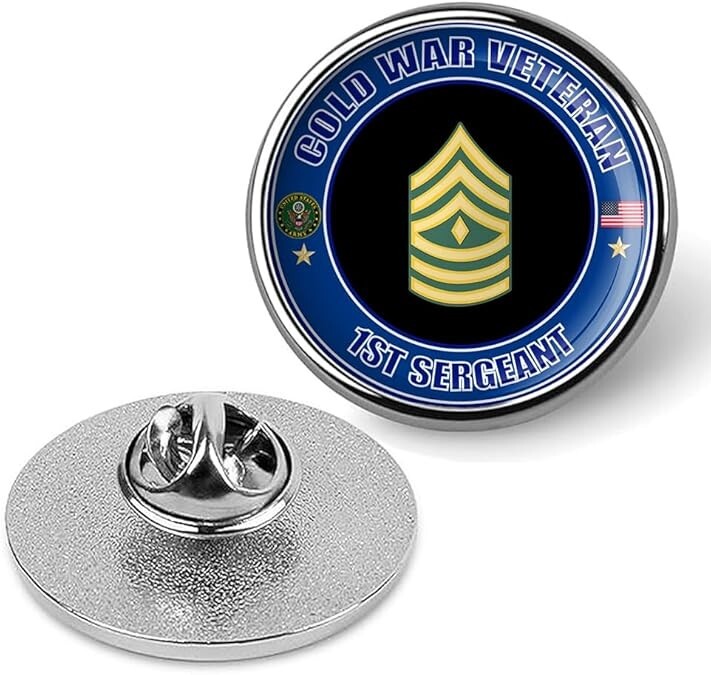 Cold War Veteran 1st Sergeant Tie Suit Shirt Lapel Pin - Silver