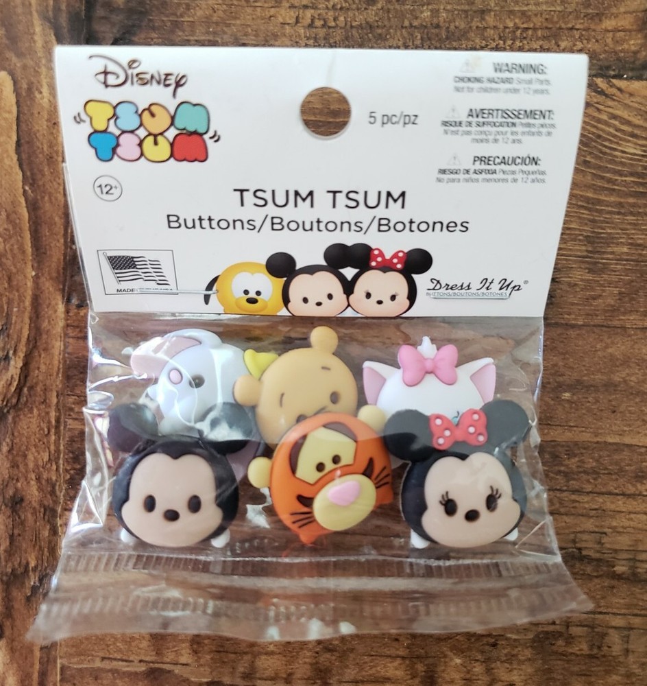 Disney Tsum Tsum Buttons 6 Pack New