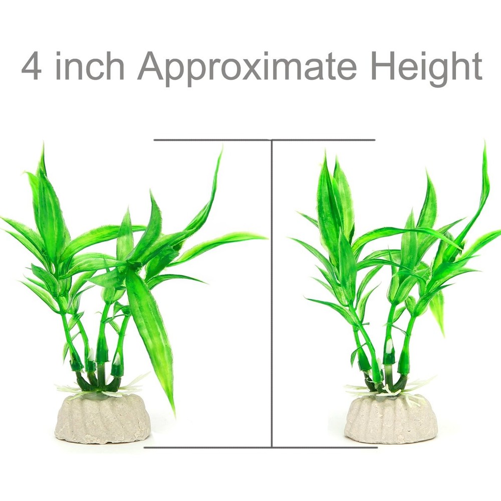 COMSUN 10 Pack Artificial Aquarium Plants, 4 inch Approximate Height, Green