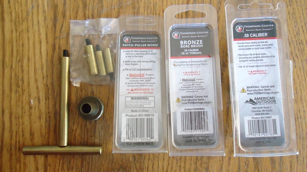 Thompson Center Jag, Patch Puller, Brush. Ramrod T Handle, Adapters 10-32 - 8-32