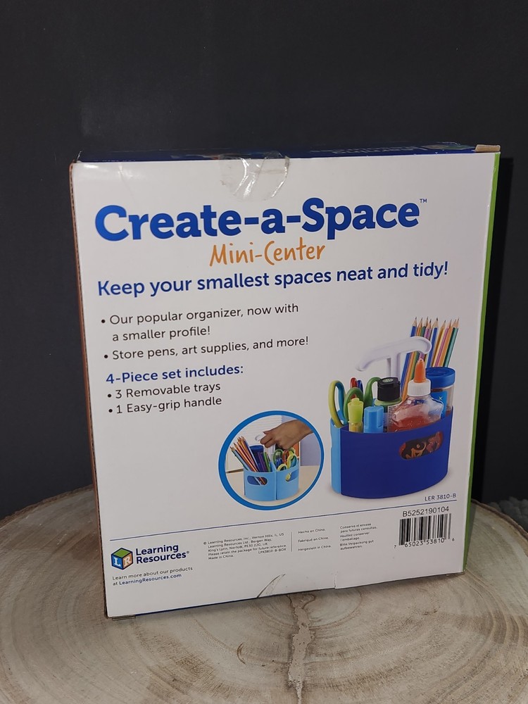 Create-A-Space Mini Center 3 Tray & Handle Blue Desk Organize Learning Resources