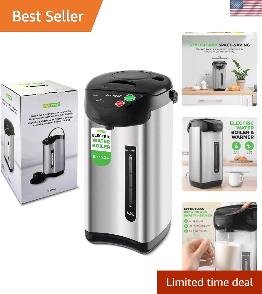 5-Quart Electric Kettle & Hot Pot with 3 Dispensing Options for Effortless Use