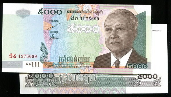 CAMBODIA ，P55，5000-RIEL，2007，新UNC