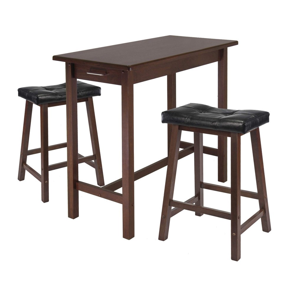 Winsome Sally 3-Piece Rectangular Solid Wood Dining Set in Antique Walnut