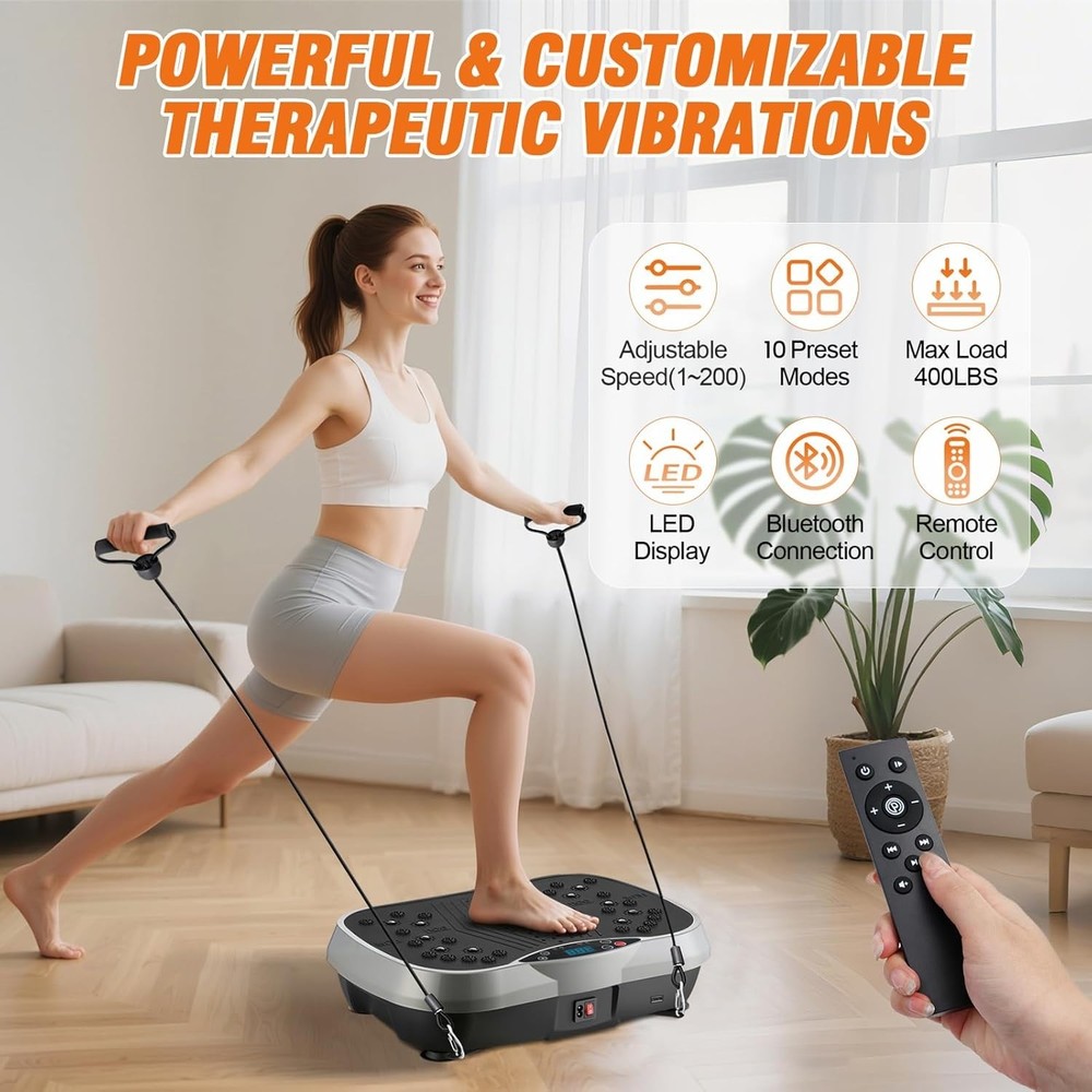 Vibration Plate Exercise Machine with 200 Levels – 400lbs Capacity