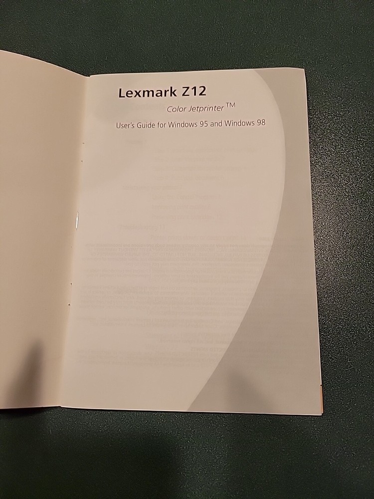 LEXMARK Z12 Color Jet printer Users Guide & Software CD