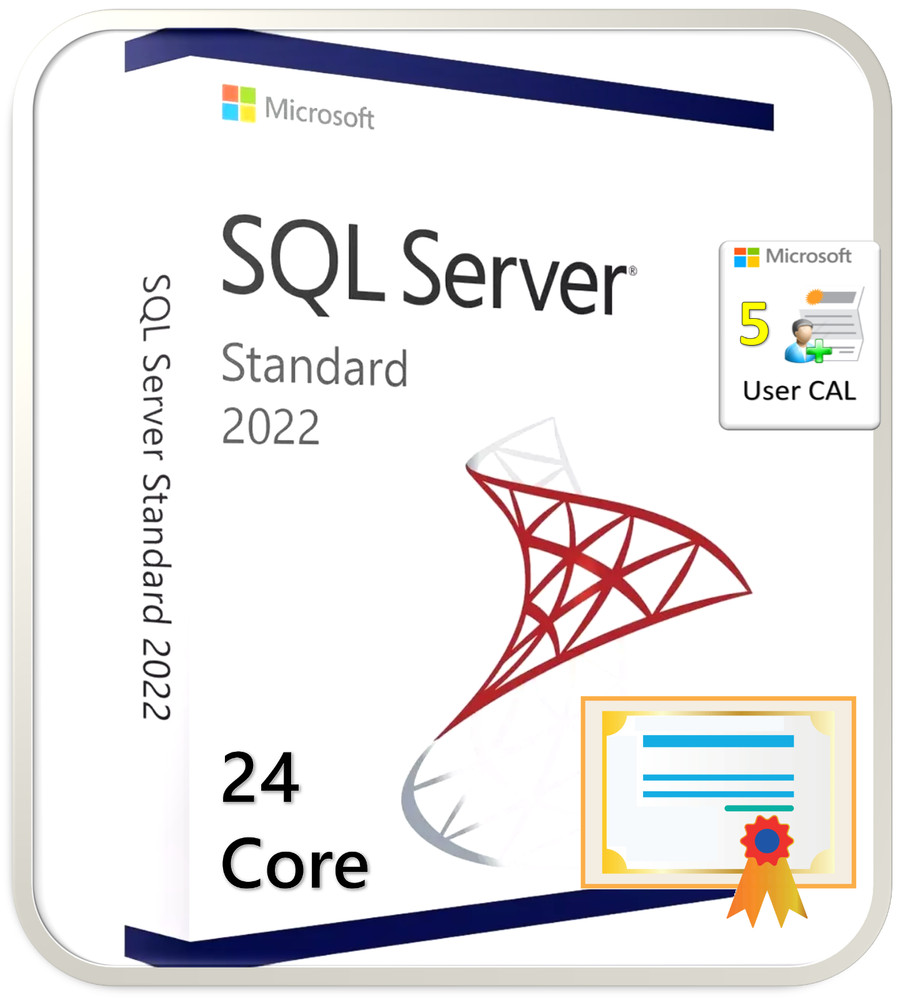 Microsoft SQL Server 2022 Standard Edition - 24 Core License - DVD