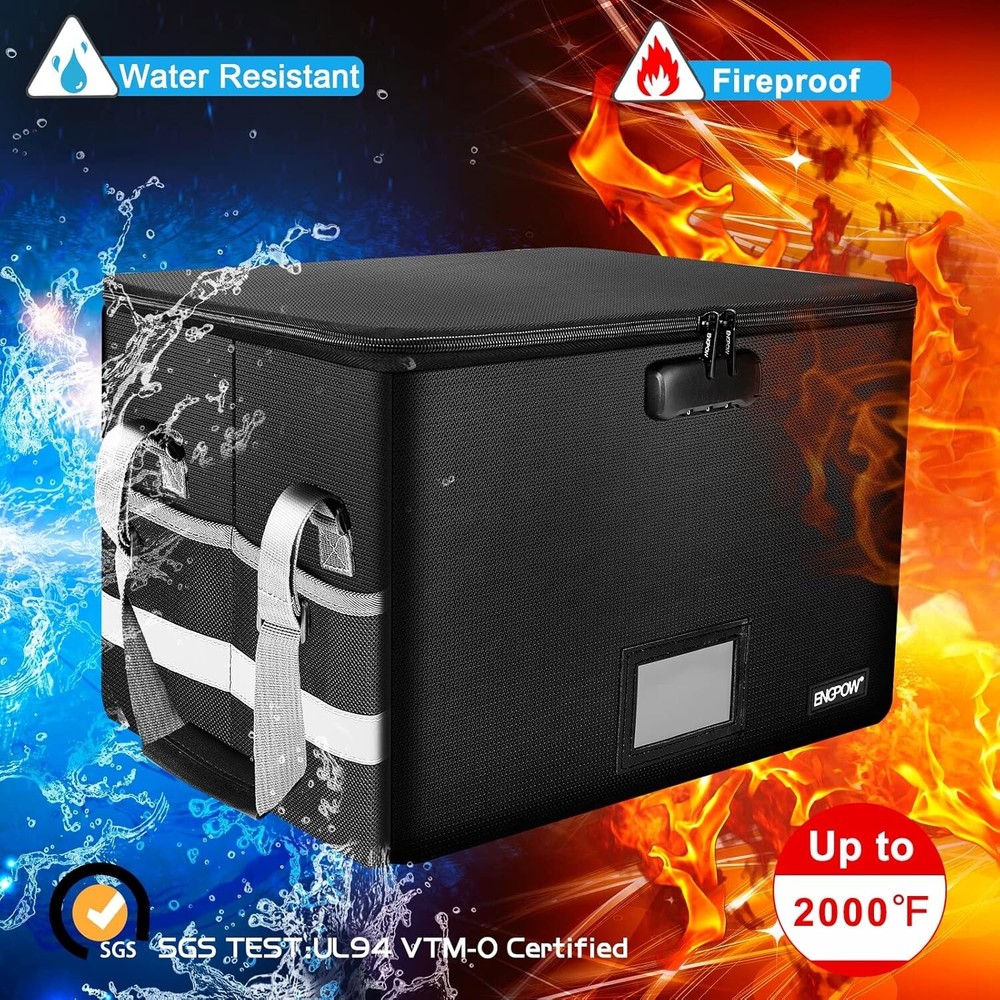 Fireproof Document Organizer with Lock - Portable and Waterproof Storage Box