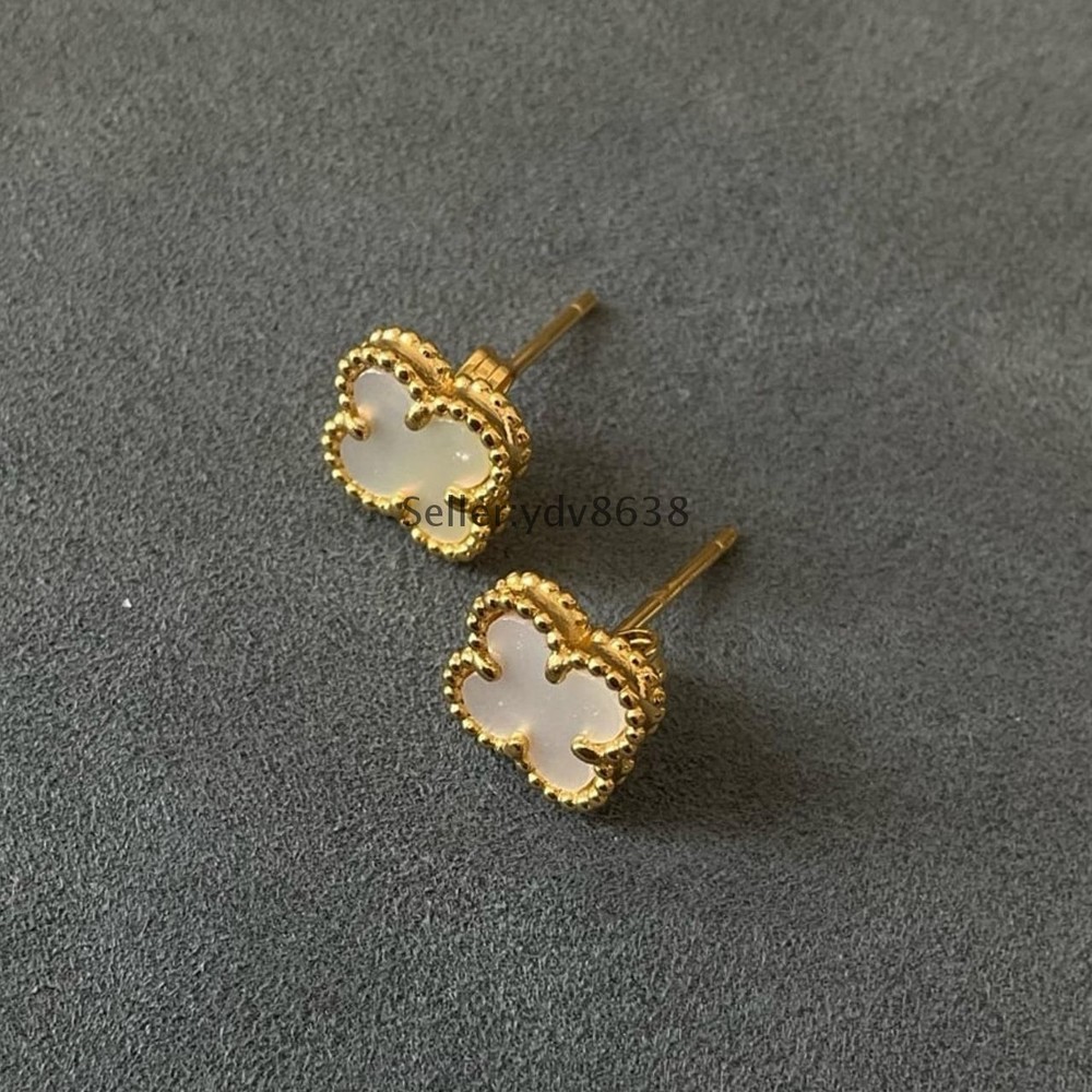 10mm white mop Stud Earrings 925 silver gold plated