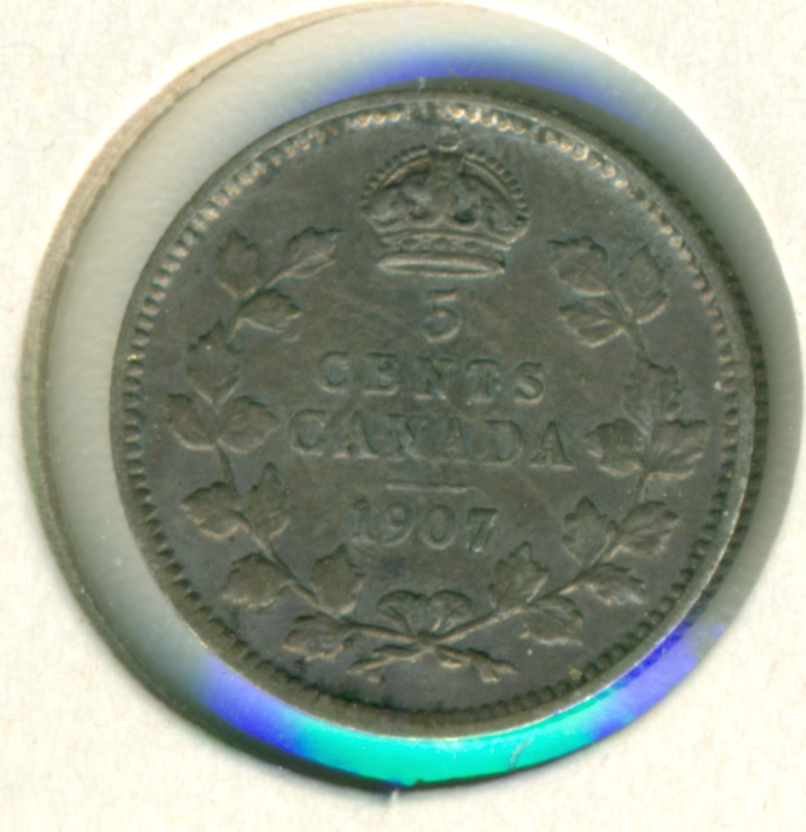 1907 CANADA FIVE CENTS, VERY FINE, GREAT PRICE