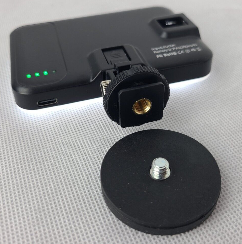 LED Camera Light Magnet Threaded 44mm 1/4-20" Rubber Coated