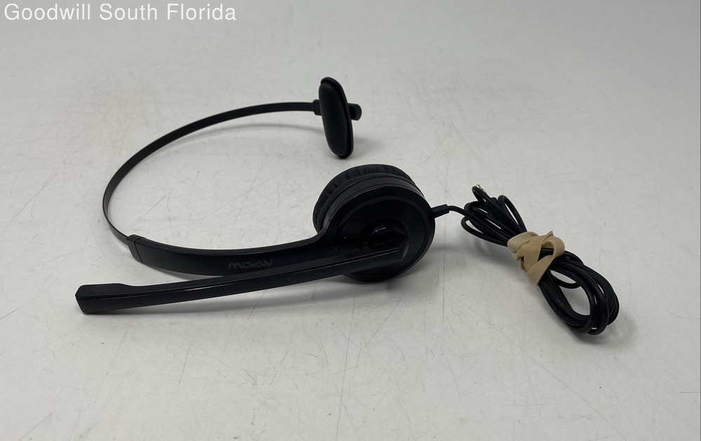 Mpow Black Single Earpad Microphone 3.5mm Wired On Ear Headset Not Tested