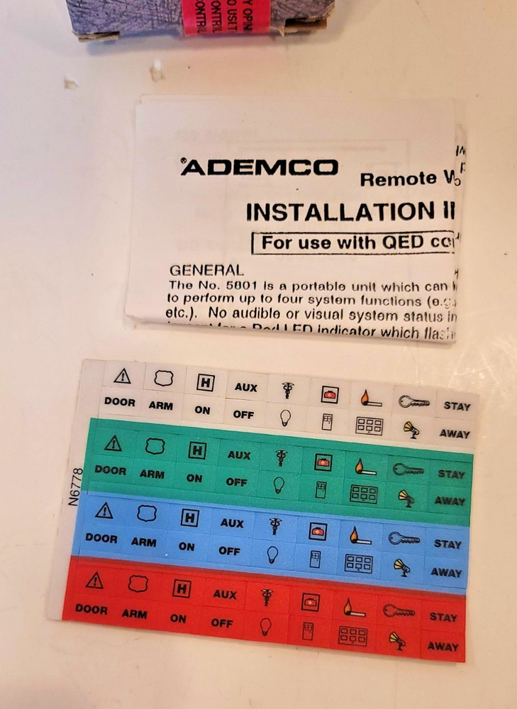 Ademco 5801 4 Button Wireless Key Transmitter New in Box