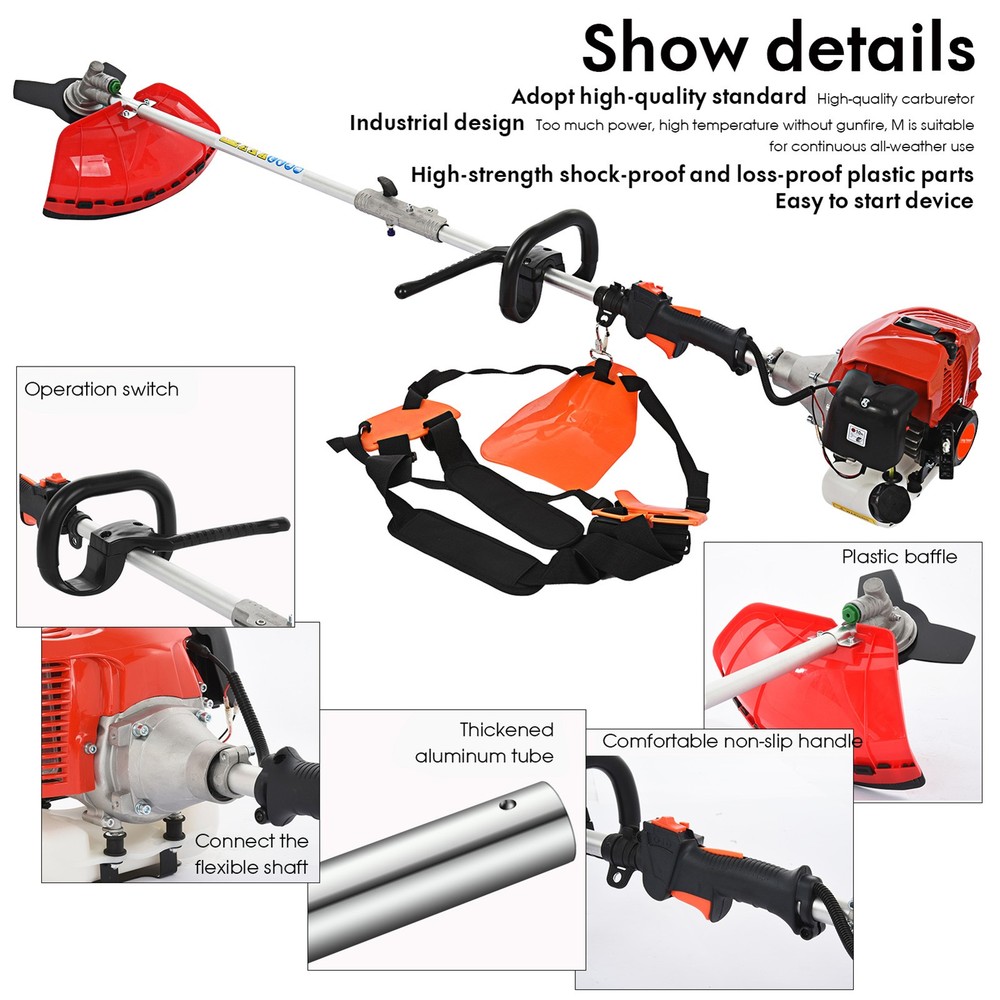 5-in-1 Multi-Functional Trimming Tools Gas Hedge Trimmer 52CC Weed Eater Cutter