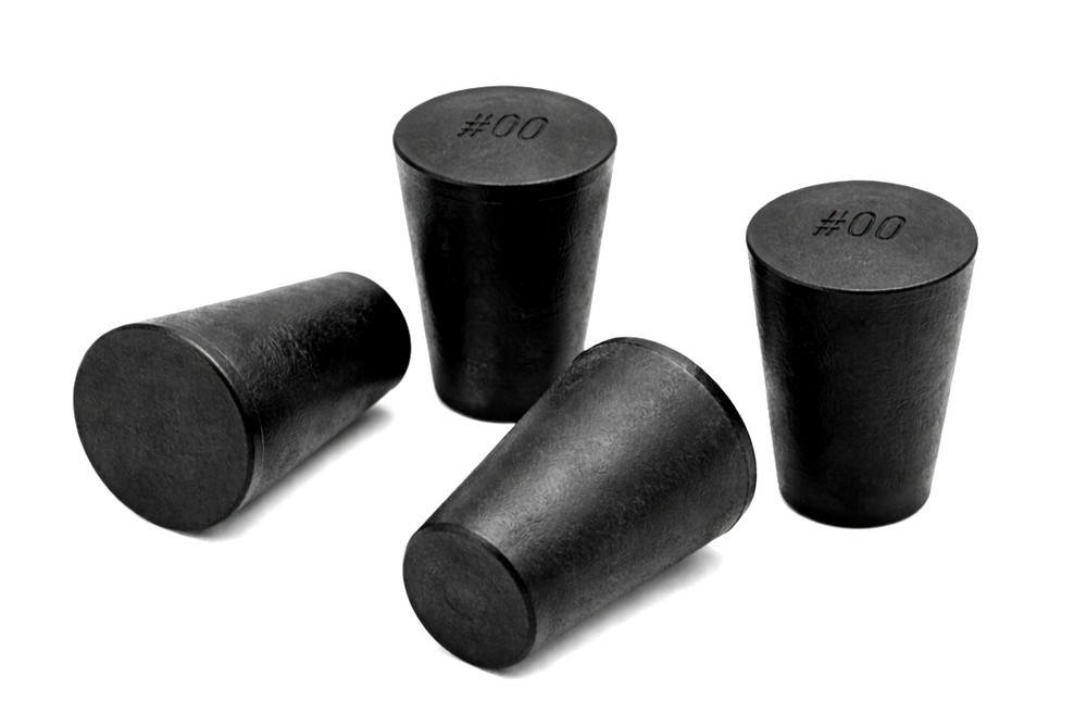 #00 Solid Rubber Stoppers – No Hole, Tapered Rubber Plug for Tubes & Bottles