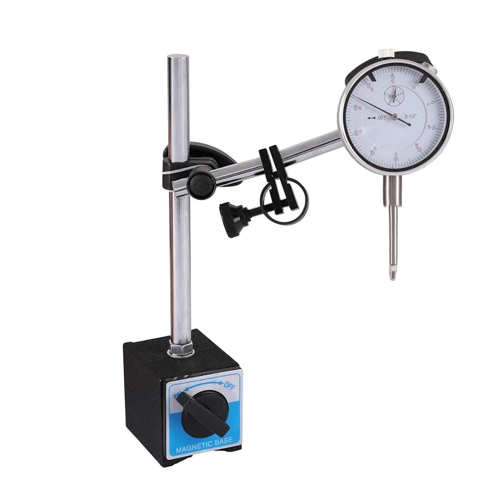 Dial Indicator with Magnetic Base Holder Fine Adjustable Long Arm Professional