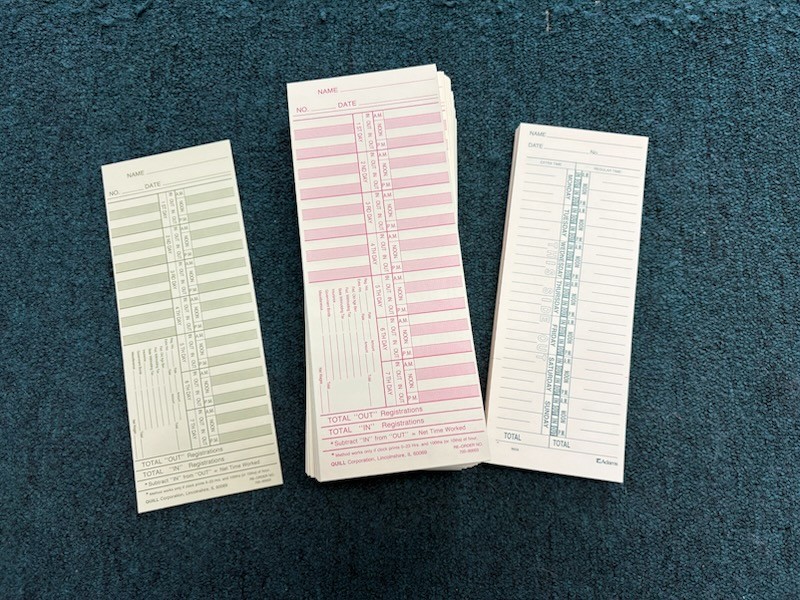 Adams 1-sided & Quill 2-sided Payroll Punch Cards