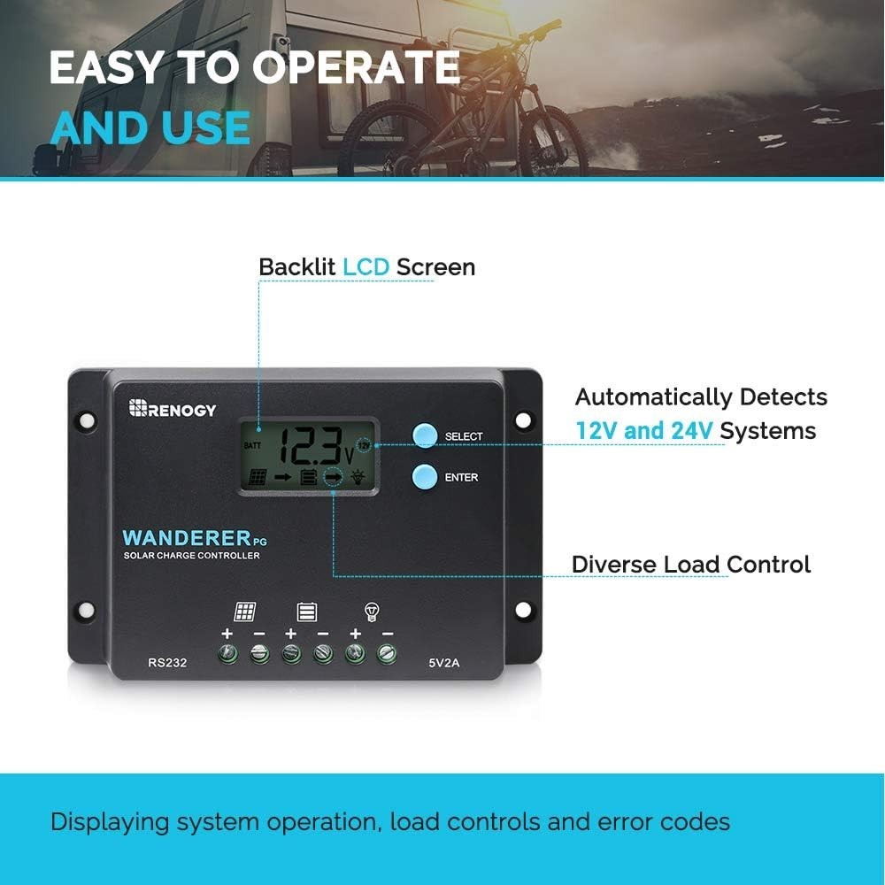Wanderer 10A Positive Ground Solar Charge Controller - Affordable & Feature-Rich