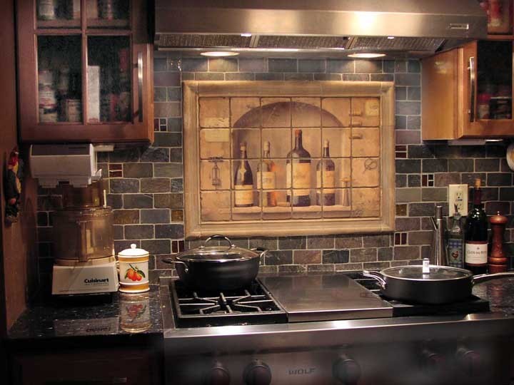 Art Mural Ceramic Wine Bottle Decor Backsplash Tile 318