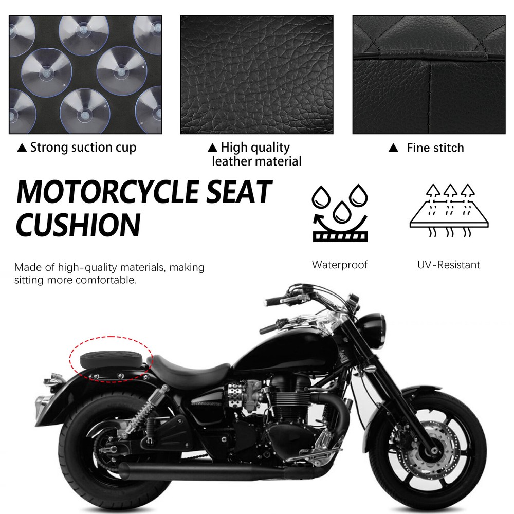 For Big Dog Chopper Rectangular Pillion Passenger Pad Seat w/ 8 Suction Cup Pad