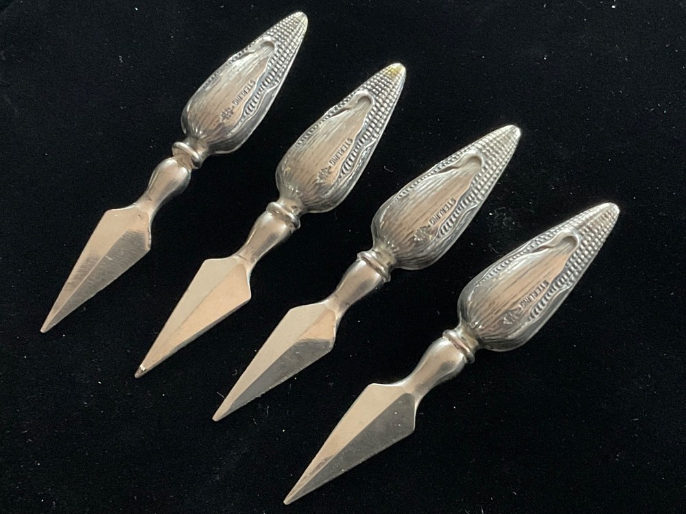 Vintage Webster Sterling Silver Corn on the Cob Holders Corn Design