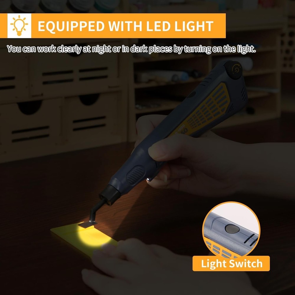 Cordless Pen Sander, Variable Speed and USB Charging with LED Light, Multi-Pu...