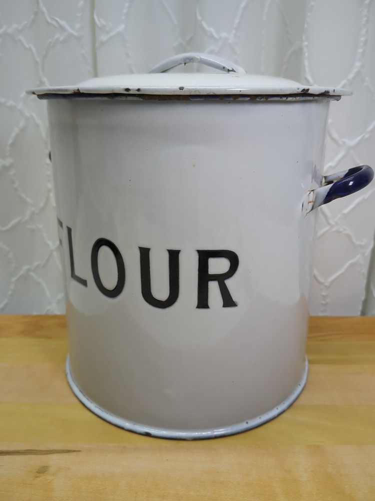 Enamelware Flour Pot