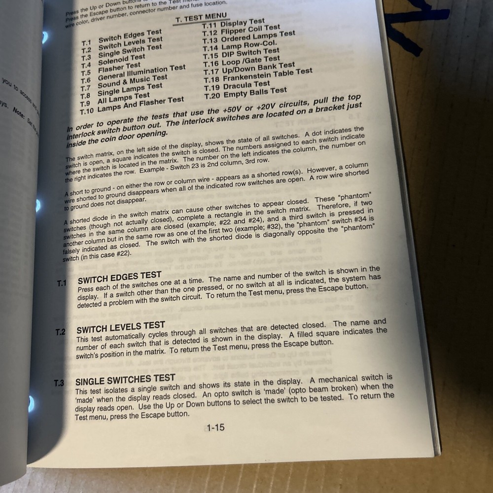 Original Monster Bash Williams Pinball arcade game manual