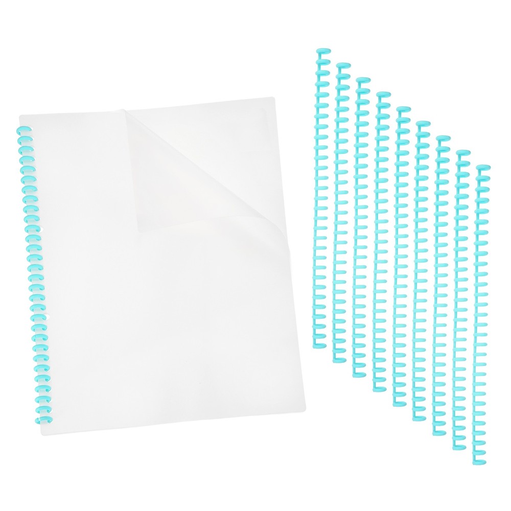 20Pcs Clear Presentation Binding Covers with 10Pcs 8.5mm Combs Kit, Blue
