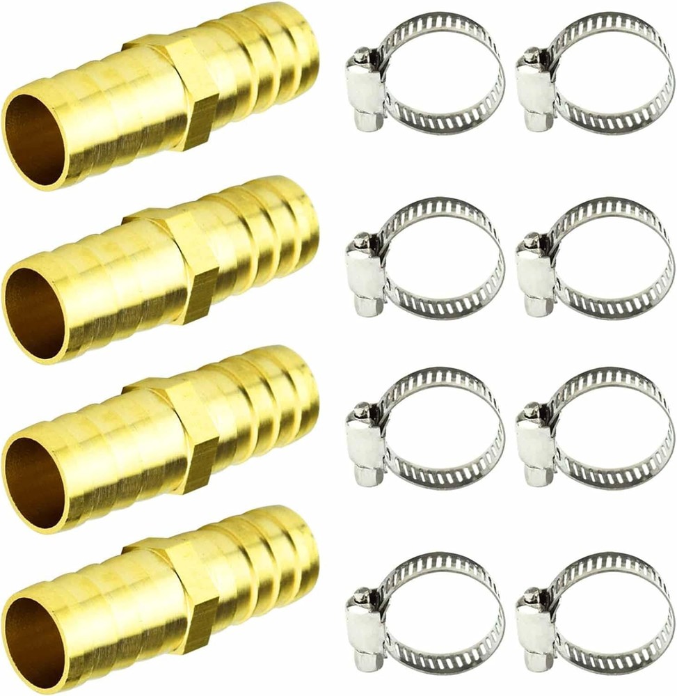 4 Pack Garden Hose Connector Repair Mender Kit with Stainless Clamp, Bronze