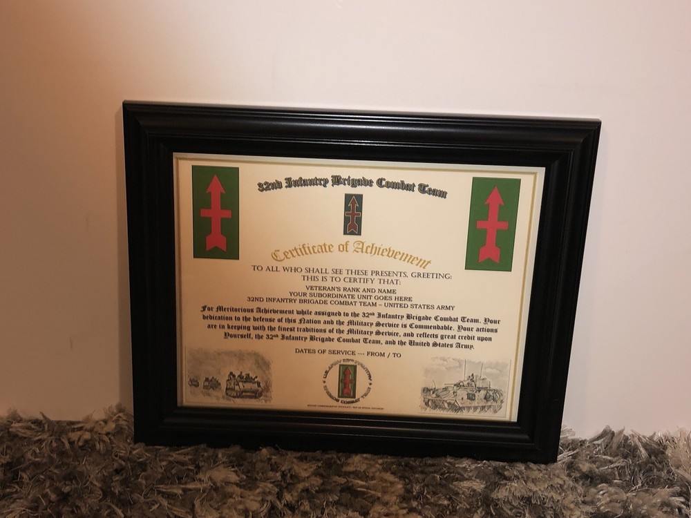 32ND INFANTRY BRIGADE COMBAT TEAM - COA / (COMMEMORATIVE CERTIFICATE)