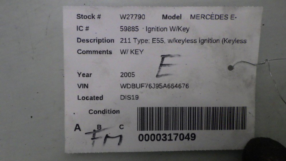 05 MERCEDES E55 Ignition W/Key