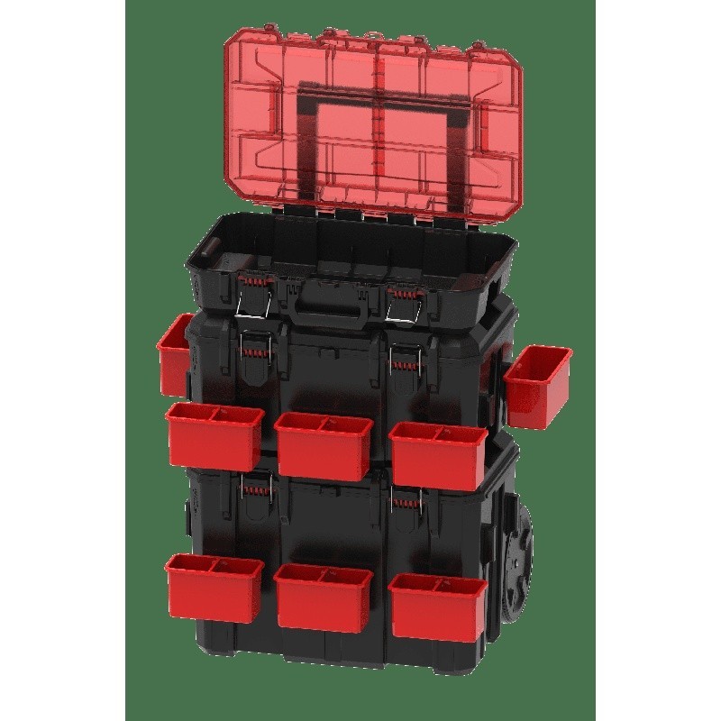 Heavy Duty Storage Organizer Box 3 Piece Modular Rolling Toolbox System Black US