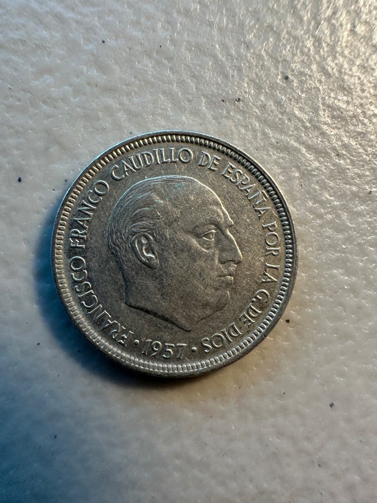 1957 Spain 5 peseta coin