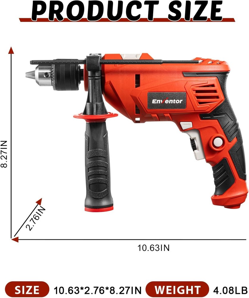 Corded Electric Hammer & Drill Combo - 1/2 Inch Chuck