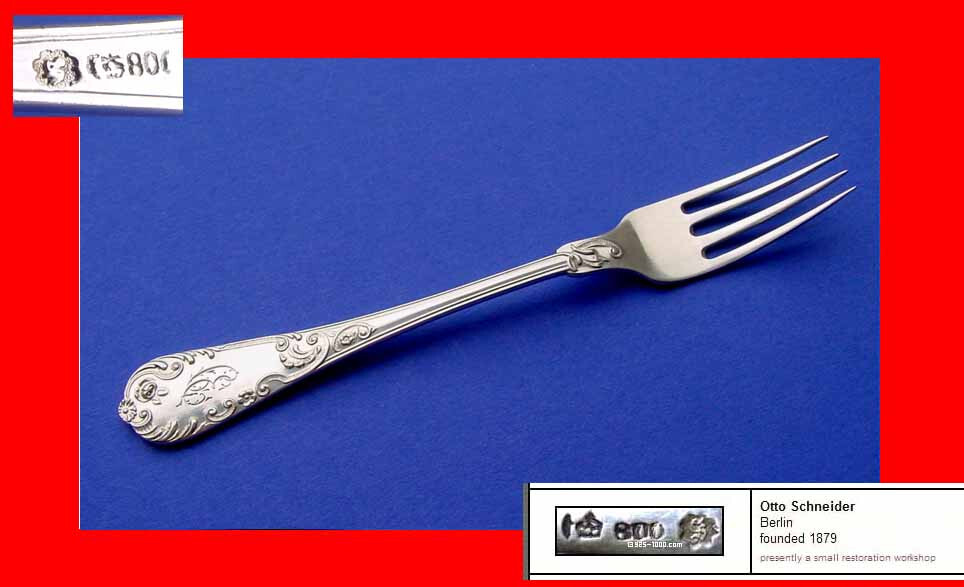 Set, 6 Massive Fork, Rococo, OTTO SCHNEIDER, 800 Silver A452