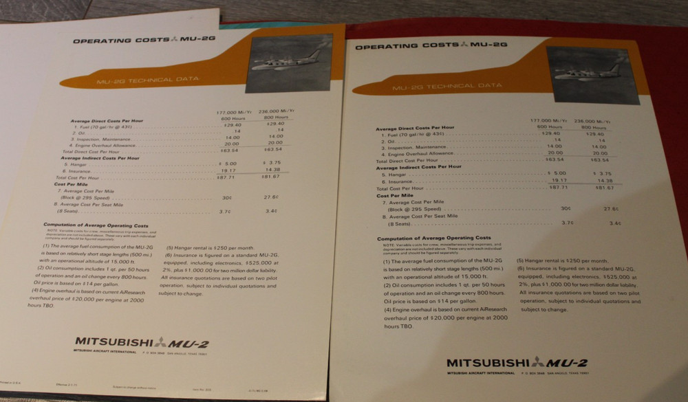 Mitsubishi MU-2G BROCHURE