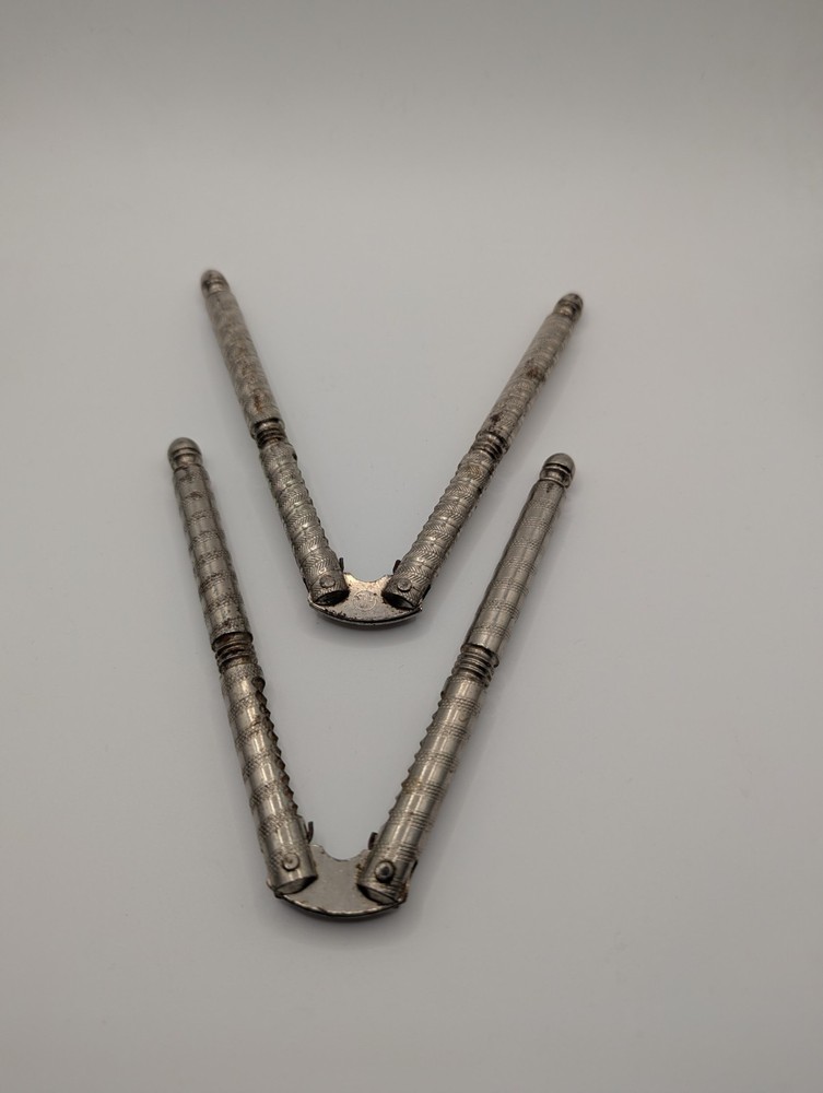 Pair Vintage Nutcracker Nut Cracker Silver Metal 5"