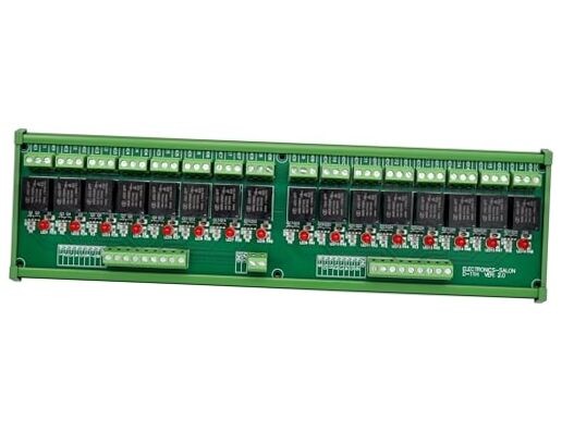 DIN Rail Mount 16 SPDT 10Amp Power Relay Interface Module () DC 24V