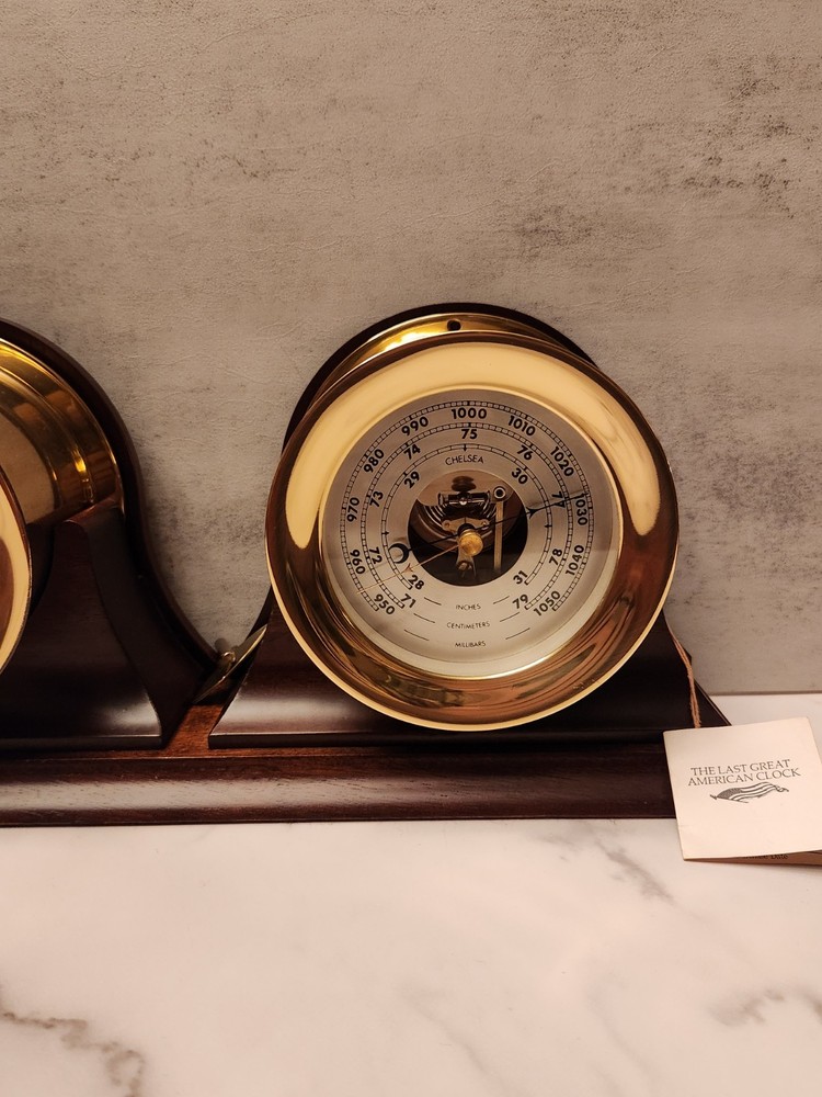 Chelsea ship's bell Clock and Barometer With Tags