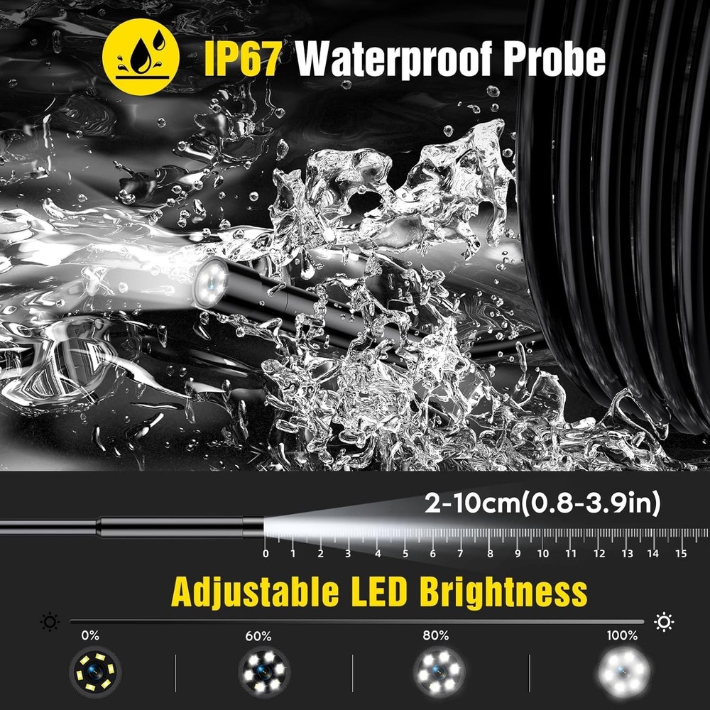 Comprehensive 1080P Endoscope Camera Kit - 4.3" IPS Display & 2 Adjustable LEDs
