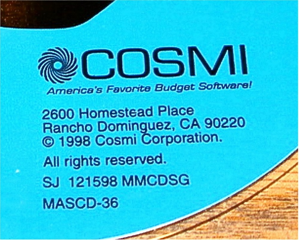 Cosmi - America's Favorite Budget Software - 1998 CD-ROM