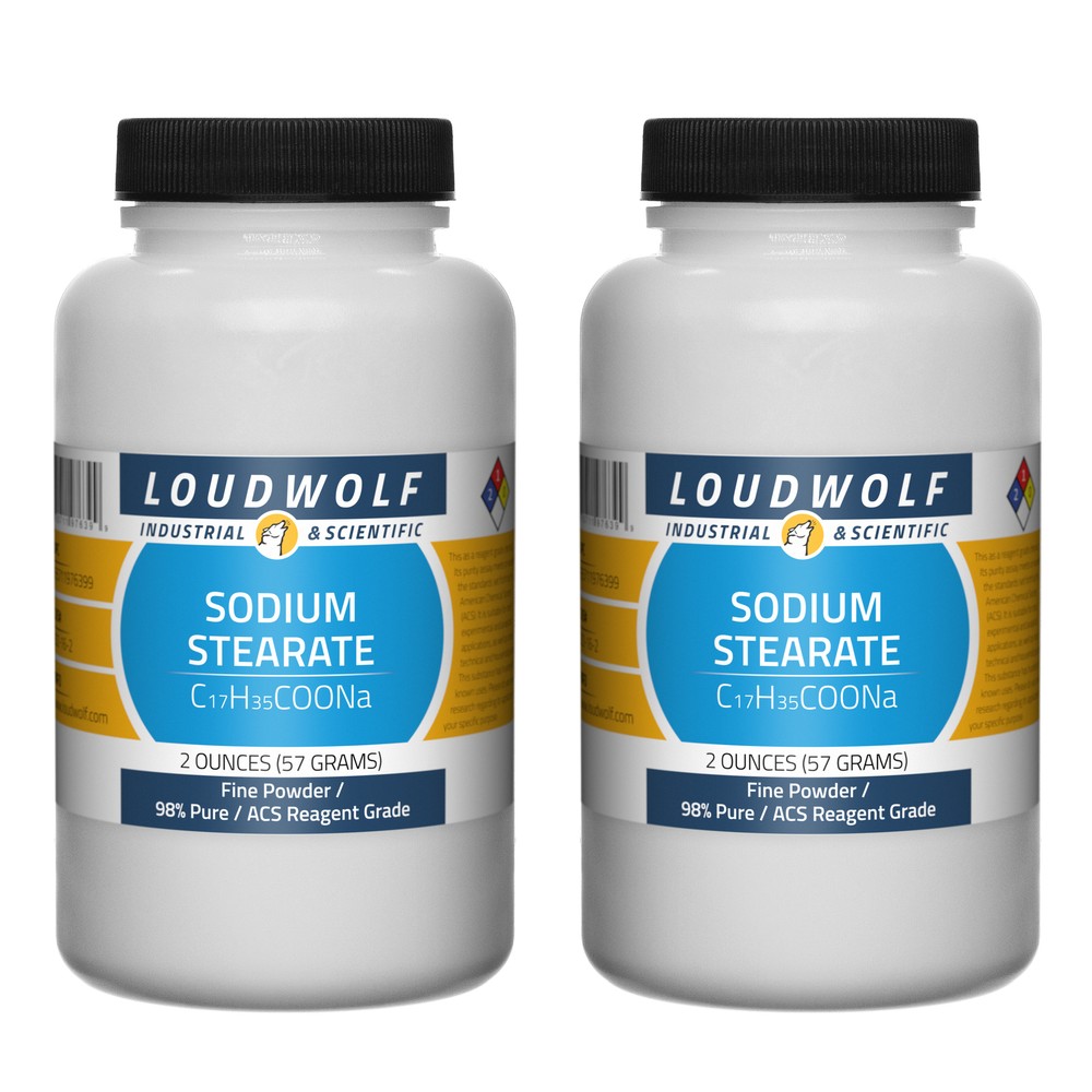 Sodium Stearate, 4oz, ACS Reagent Grade, Sturdy Bottles, SHIPS SAME DAY