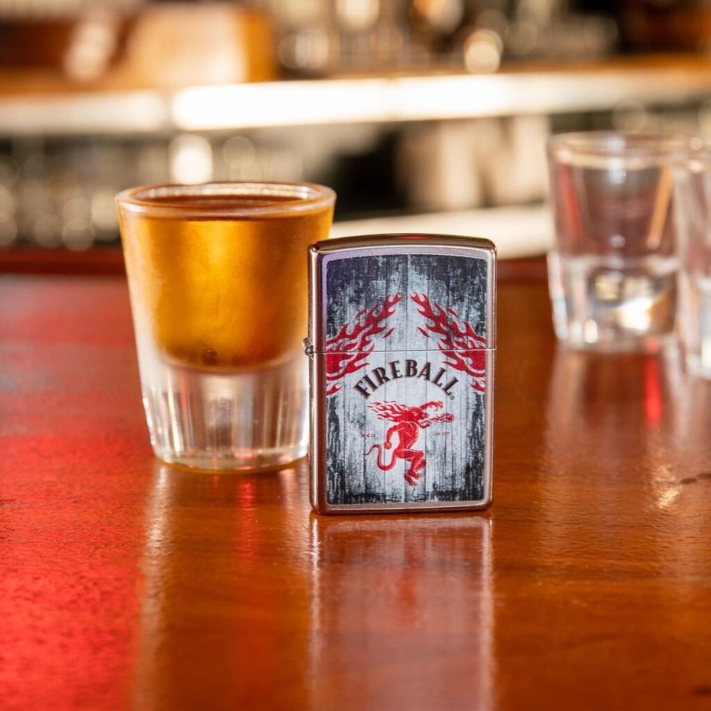 Zippo Lighter - Fireball 49542 + free flint pack