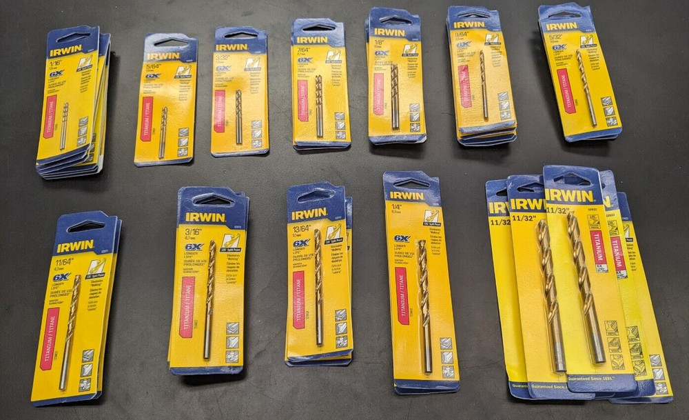TWO New IRWIN TITANIUM 135 Split Point Drill Bits -Select Size- Free Shipping