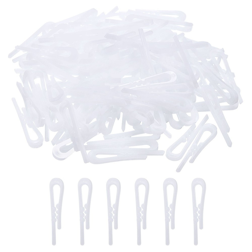 500pcs Durable Plastic Alligator Clip,1.57" White U Shape with Teeth
